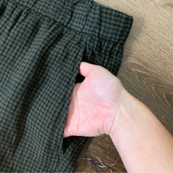 Eileen Fisher Womens green plaid seaweed 100% linen mid thigh shorts XL NWT - Picture 6 of 10